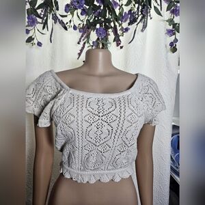 Freshman Cream Ruffled Crop Blouse